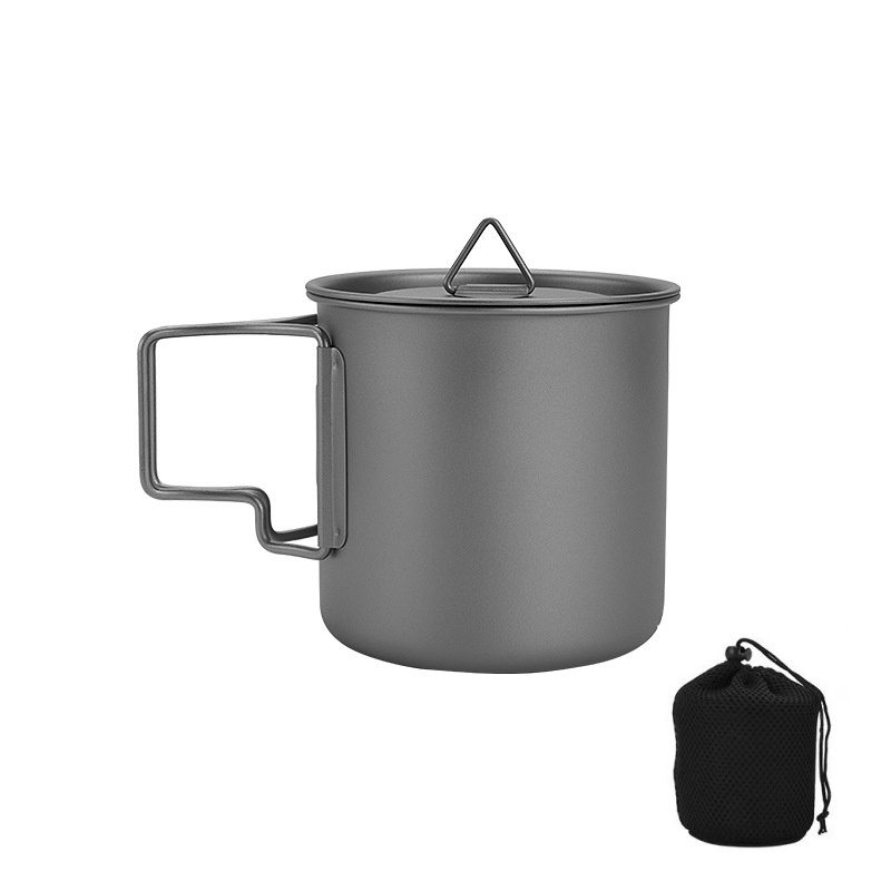 Travel Kitchen Accessories - Titanium Camping Mug with Folding Handle
