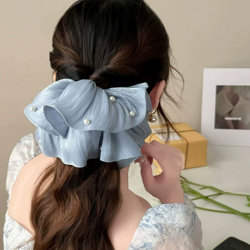 Travel Accessories High End - Pearl Mesh Headband with Pleated Sweet