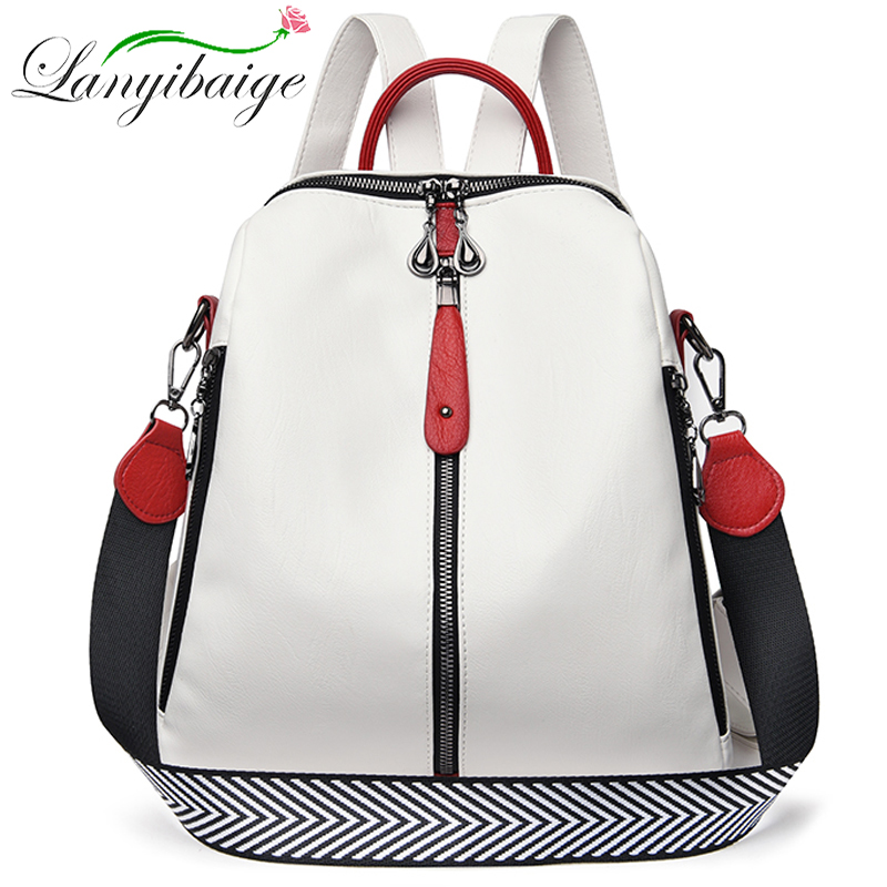 Travel Accessories Holder - Fashion Backpack Women Soft Leather Backpack