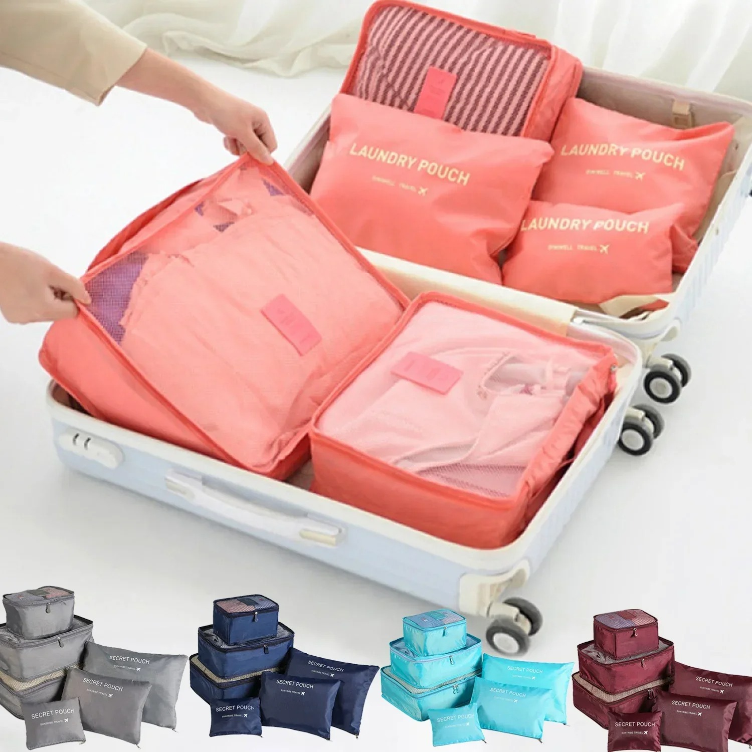 Travel Accessories Kit Bag - 6pcs Set Travel Storage Bags Suitcase
