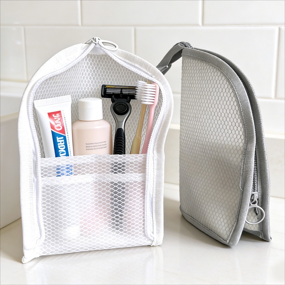Travel Accessories Holder - Mesh Toiletry Bag Breathable Quick Dry