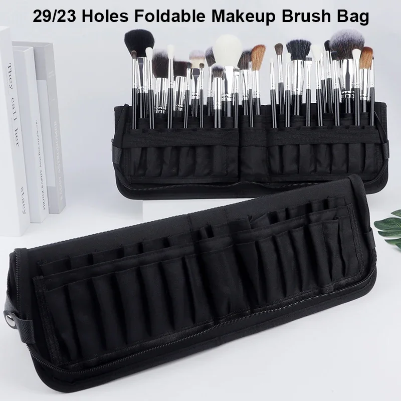 Travel Accessories Holder - 29/23 Holes Foldable Makeup Brush Bag