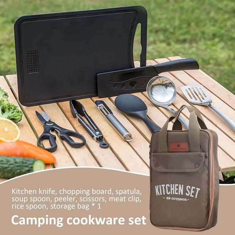8pcs Camping Kitchen Cookware  - đánh giá và giá Travel Kitchen Accessories