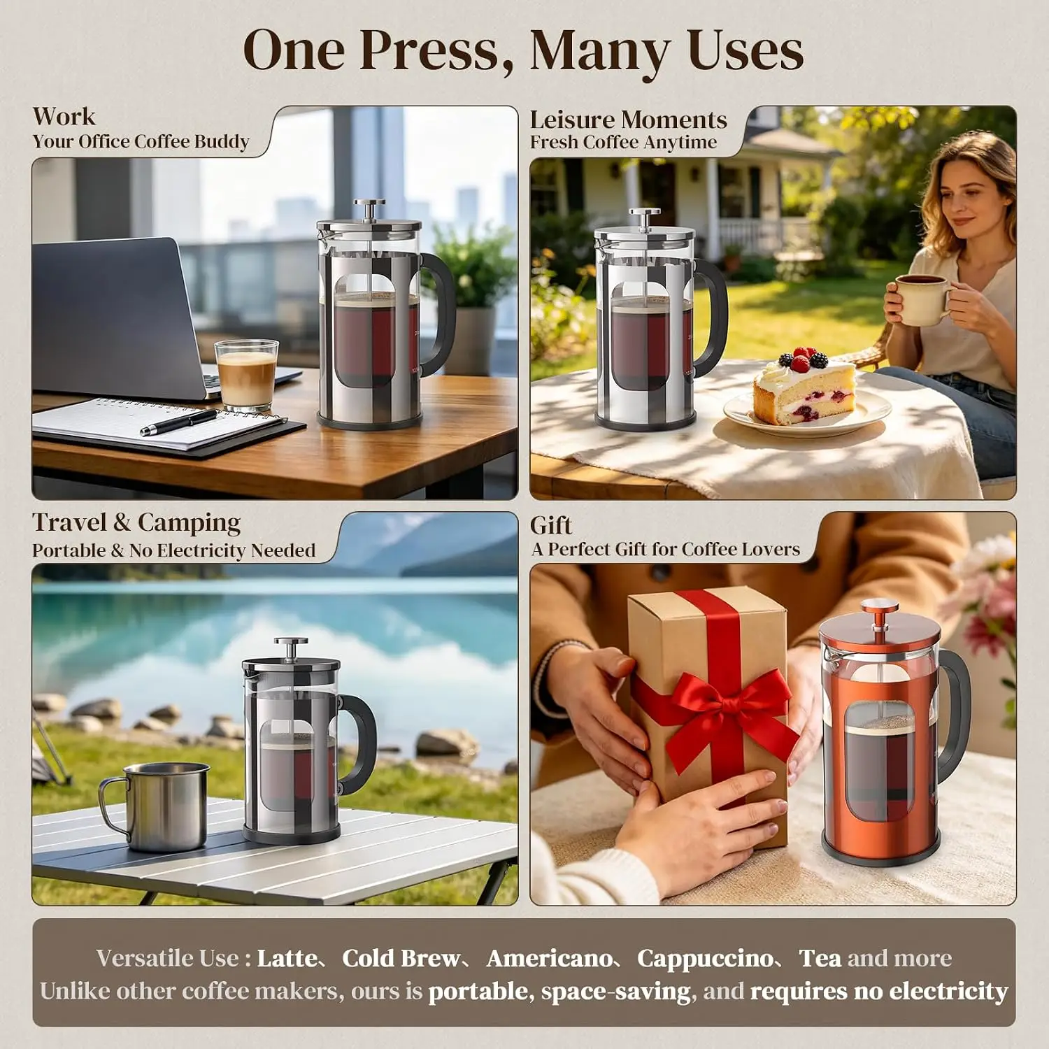 French Press Coffee Maker 34oz - đánh giá và giá Travel Kitchen Accessories