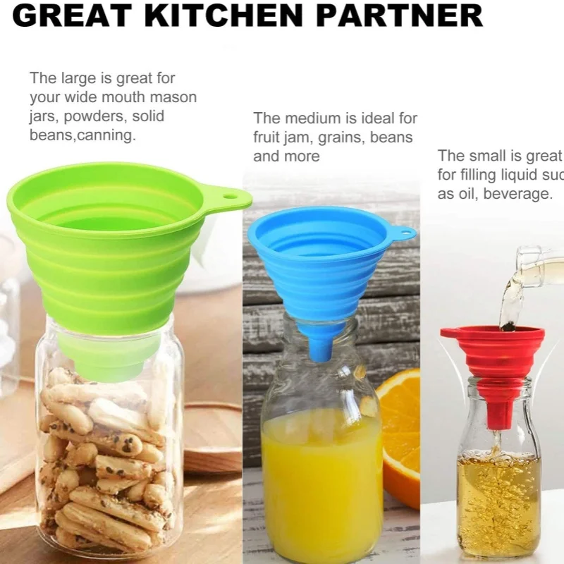 1PCS Foldable Funnel Silicone  - đánh giá và giá Travel Kitchen Accessories