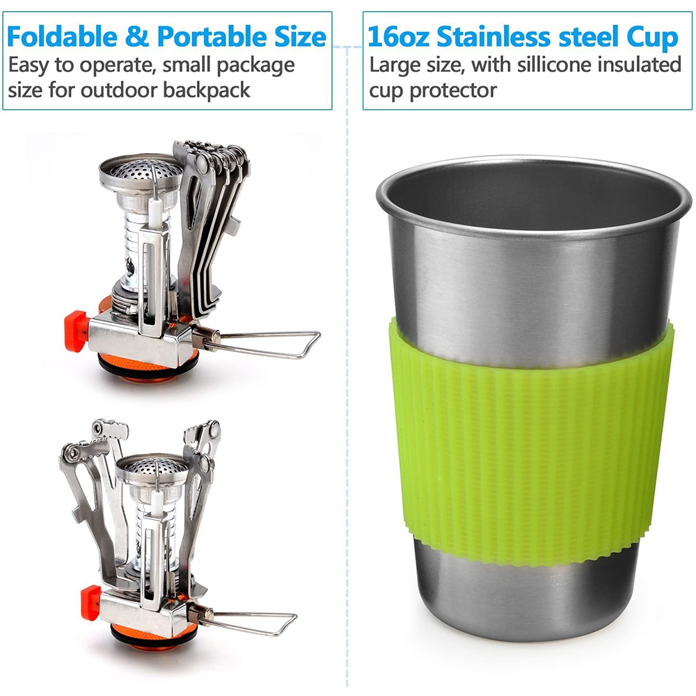 Camping Cookware Kit with Stov - đánh giá và giá Travel Kitchen Accessories